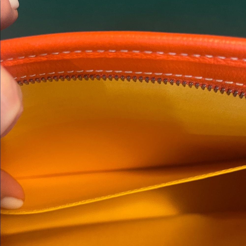 Goyard Orange Chevron Canvas Zip Pouch Tote - Picture 4 of 9